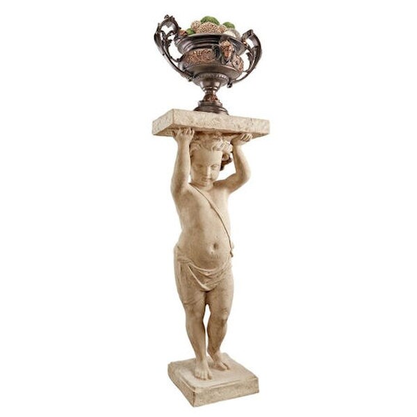 Boy Sculptural Display Column Cherub Pedestal Human Body Pillar Statuary
